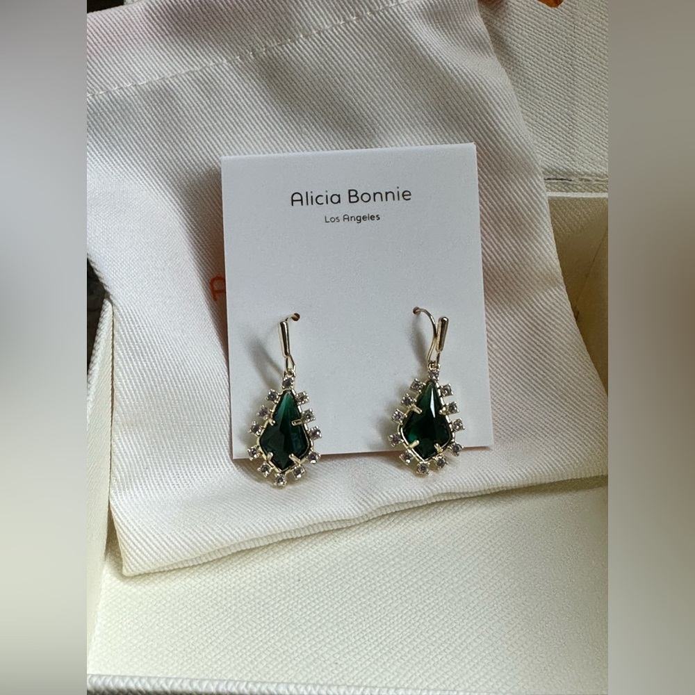 Alicia Bonnie Gold CZ Emerald Earrings
